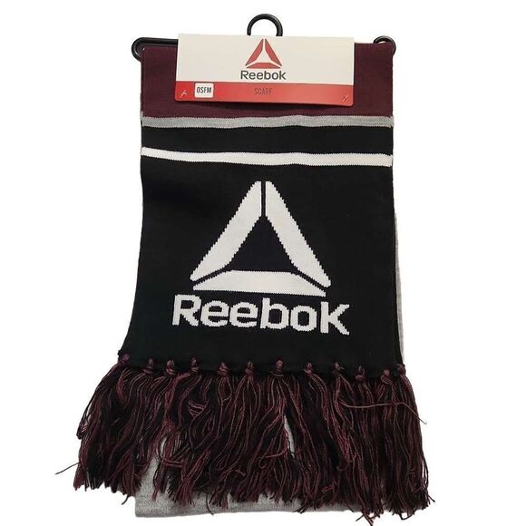 Reebok Accessories - Reebok Unisex Gray Black Burgundy Knit Sweater Scarf